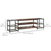 HOMCOM Industrial TV Cabinet for TVs Up to 80", TV Stand with Open Shelf Storage, Media Console with Steel Frame, Rustic Brown