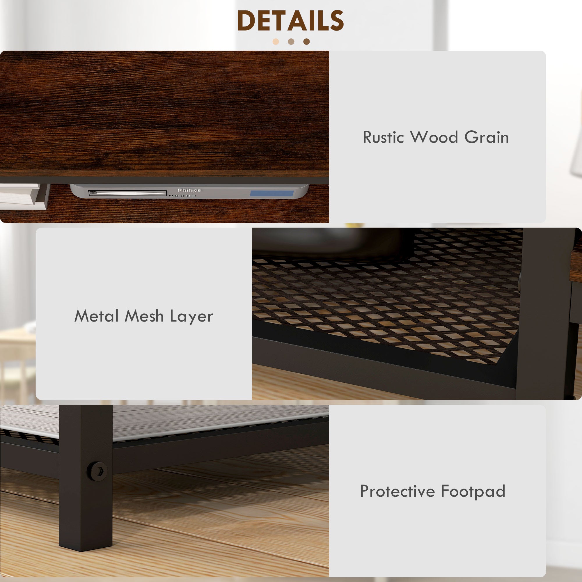 HOMCOM Industrial TV Cabinet for TVs Up to 80", TV Stand with Open Shelf Storage, Media Console with Steel Frame, Rustic Brown