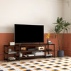 HOMCOM Industrial TV Cabinet for TVs Up to 80", TV Stand with Open Shelf Storage, Media Console with Steel Frame, Rustic Brown
