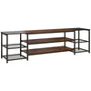 HOMCOM Industrial TV Cabinet for TVs Up to 80", TV Stand with Open Shelf Storage, Media Console with Steel Frame, Rustic Brown