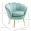 HOMCOM Modern Accent Chair, Velvet-Touch Fabric Leisure Club Chair with Gold Metal Legs for Bedroom, Green