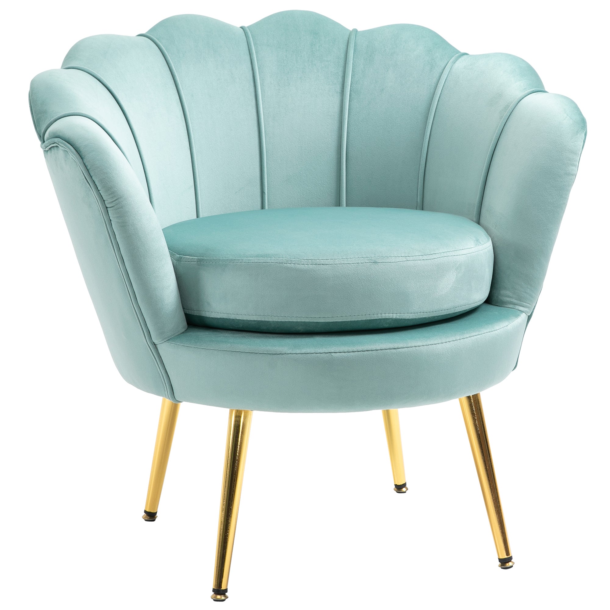 HOMCOM Modern Accent Chair, Velvet-Touch Fabric Leisure Club Chair with Gold Metal Legs for Bedroom, Green