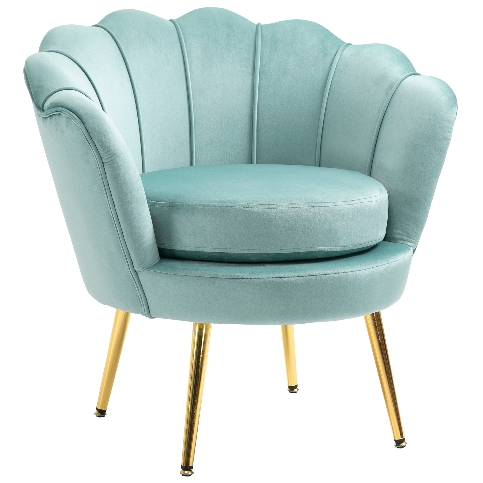 HOMCOM Modern Accent Chair, Velvet-Touch Fabric Leisure Club Chair with Gold Metal Legs for Bedroom, Green