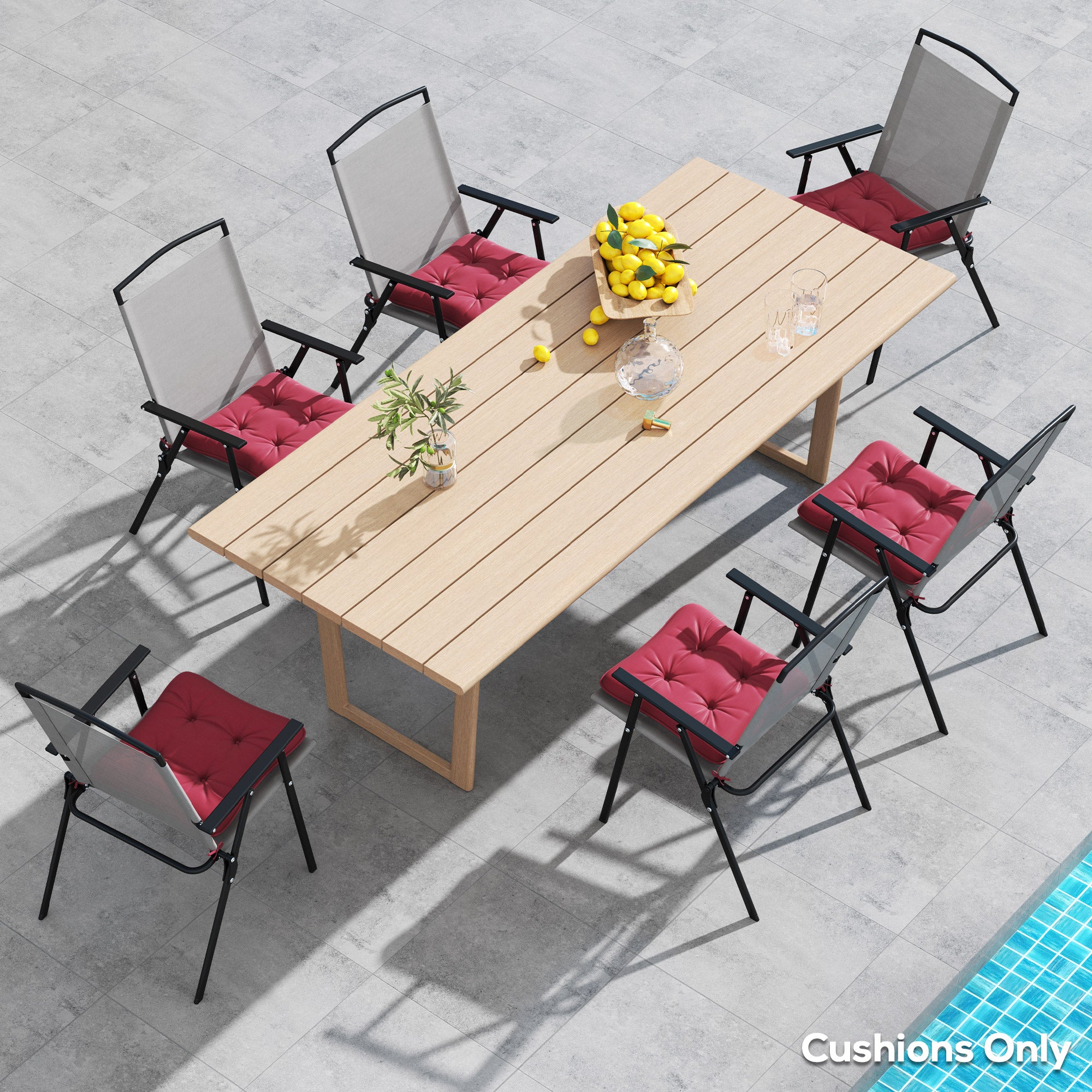 Outsunny 6-Piece Patio Chair Cushions Pillows, Seat Replacement Patio Cushions Set with Ties, Button Tufted for Indoor Outdoor Garden Furniture, Wine Red