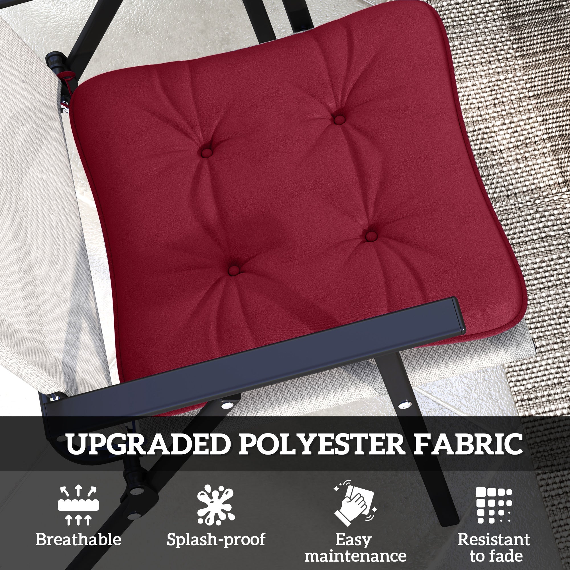 Outsunny 6-Piece Patio Chair Cushions Pillows, Seat Replacement Patio Cushions Set with Ties, Button Tufted for Indoor Outdoor Garden Furniture, Wine Red