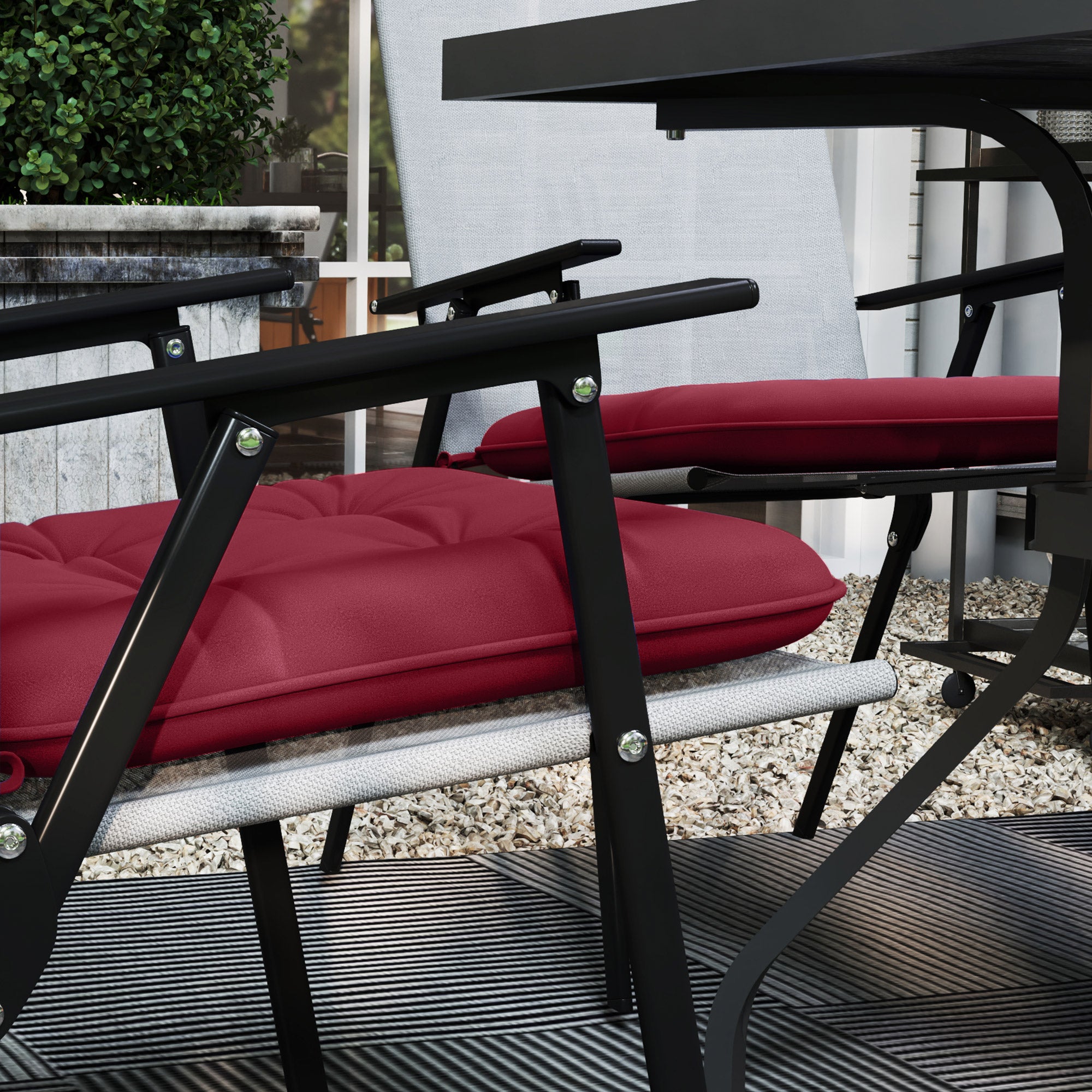 Outsunny 6-Piece Patio Chair Cushions Pillows, Seat Replacement Patio Cushions Set with Ties, Button Tufted for Indoor Outdoor Garden Furniture, Wine Red