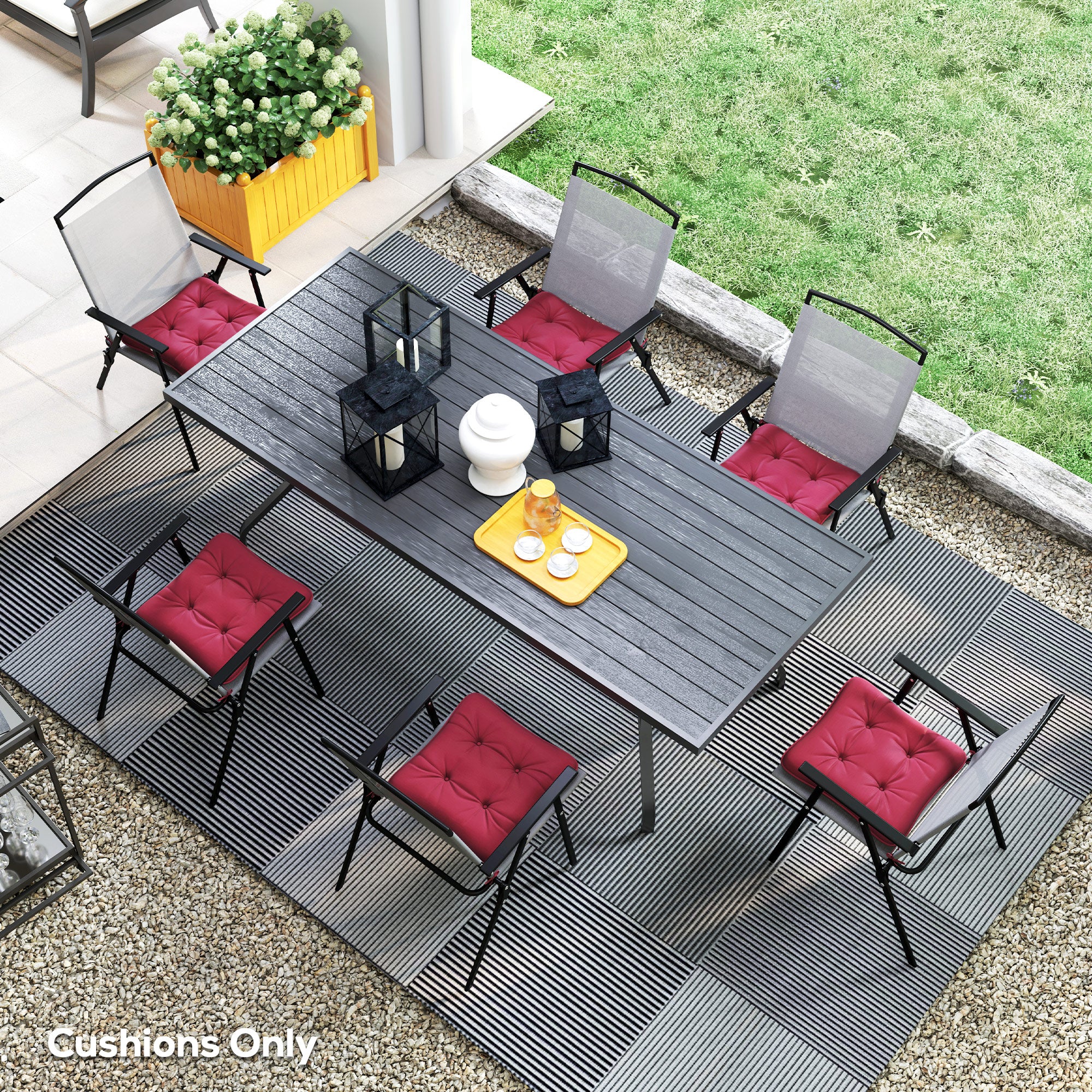 Outsunny 6-Piece Patio Chair Cushions Pillows, Seat Replacement Patio Cushions Set with Ties, Button Tufted for Indoor Outdoor Garden Furniture, Wine Red