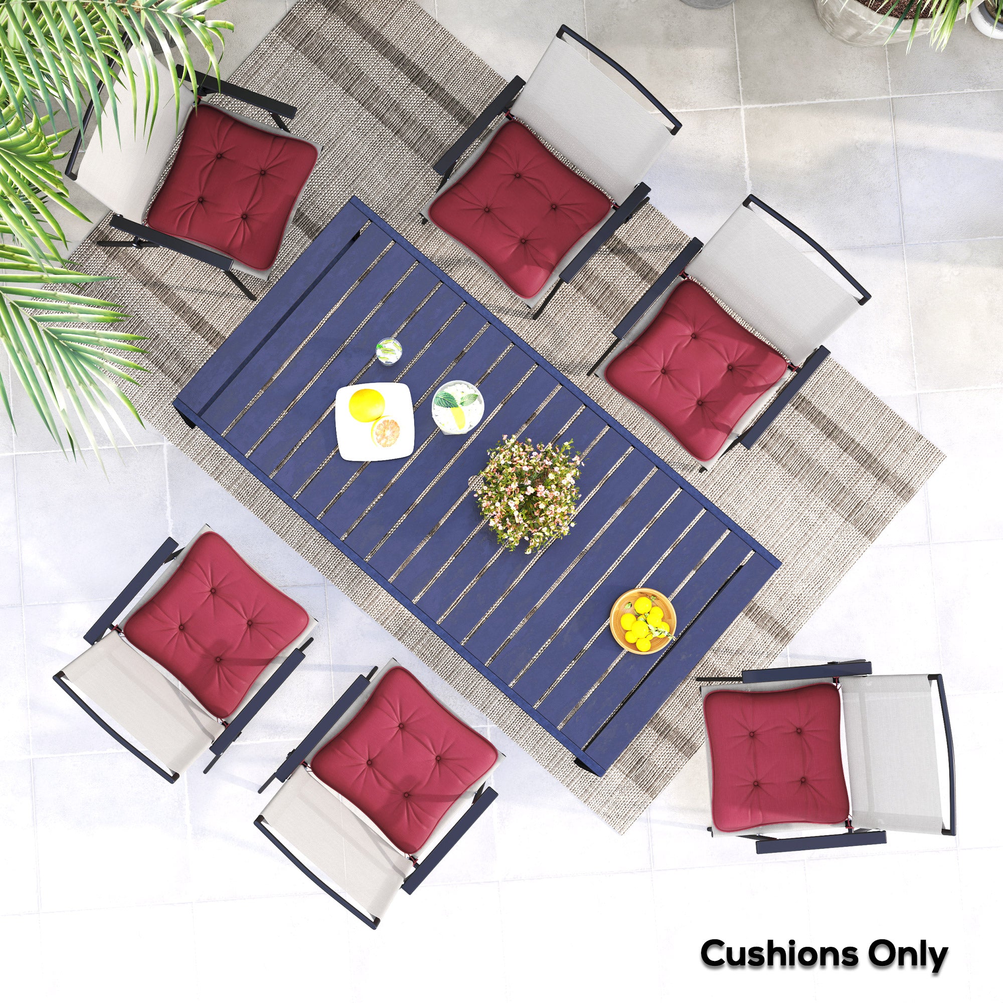 Outsunny 6-Piece Patio Chair Cushions Pillows, Seat Replacement Patio Cushions Set with Ties, Button Tufted for Indoor Outdoor Garden Furniture, Wine Red