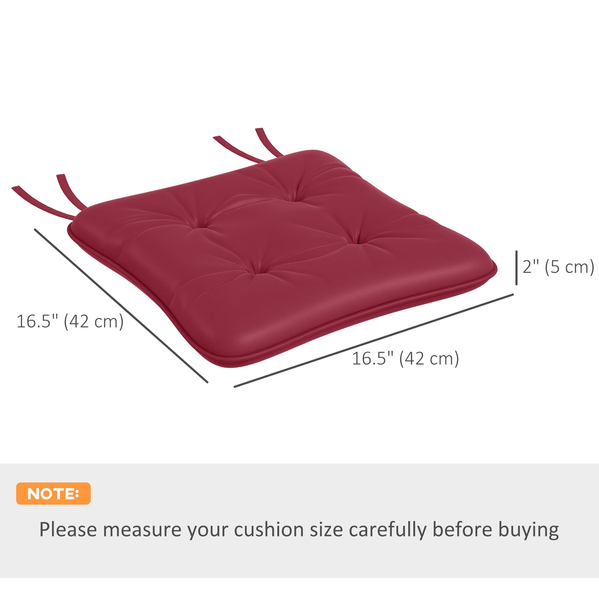 Outsunny 6-Piece Patio Chair Cushions Pillows, Seat Replacement Patio Cushions Set with Ties, Button Tufted for Indoor Outdoor Garden Furniture, Wine Red