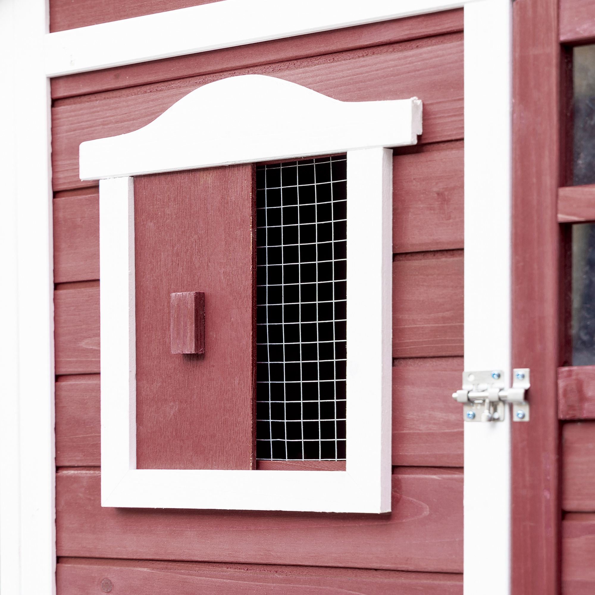 PawHut 44" Chicken Coop, Wooden Hen Run House, Rabbit Hutch with Nesting Box, Removable Tray, Asphalt Roof, Planting Lattice, Red