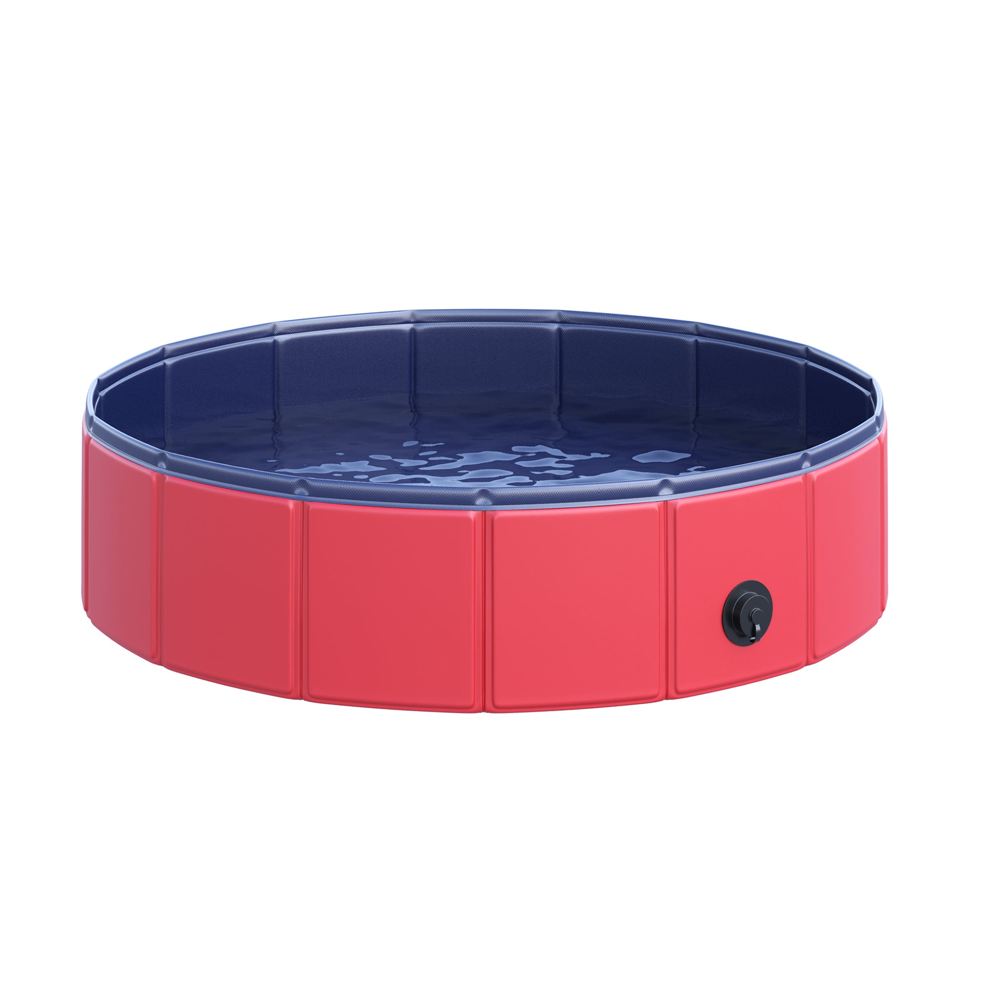 PawHut Folding Dog Pool Portable Pet Kiddie Swimming Pool, Outdoor/Indoor Puppy Bath Tub with Nonslip Bottom for Dogs & Cats,  (Φ32", Red)