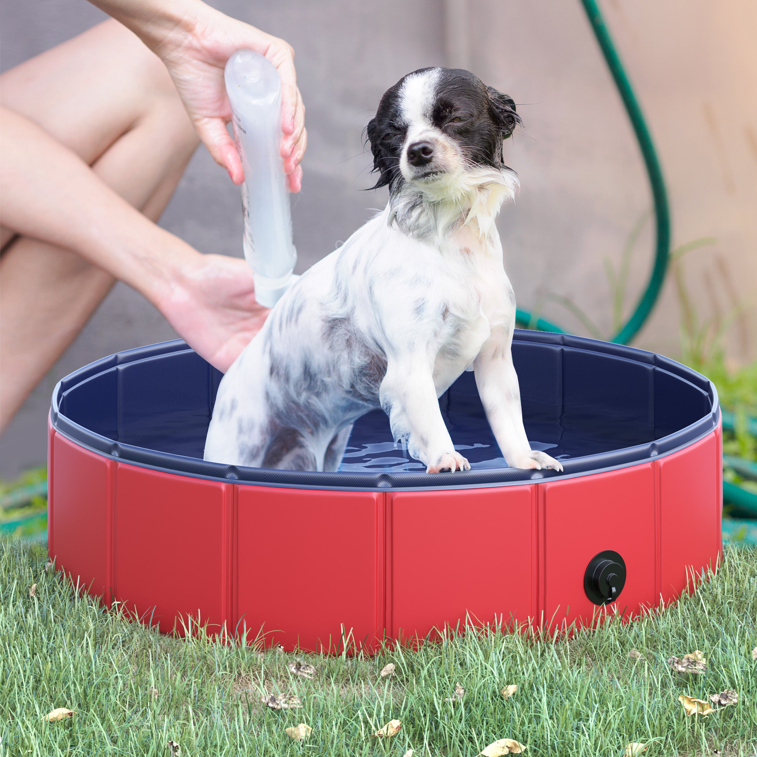 PawHut Foldable Pet Swimming Pool, Portable Dog Bathing Tub, 12" x 63" Plastic Large Dog Pool for Outdoor Dogs and Cats