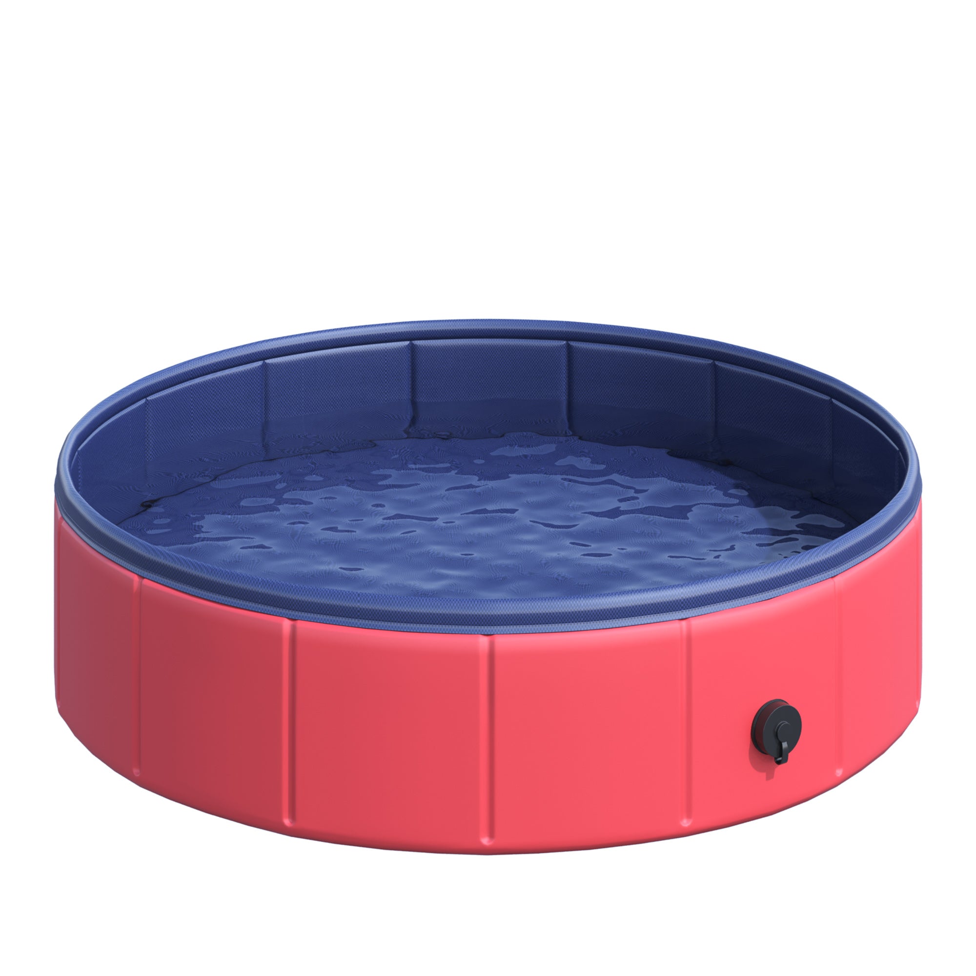 PawHut Foldable Dog Paddling Pool Pet Cat Swimming Pool Indoor/Outdoor Collapsible Summer Bathing Tub Shower Tub Puppy Washer (Φ80 × 20H cm, Red)