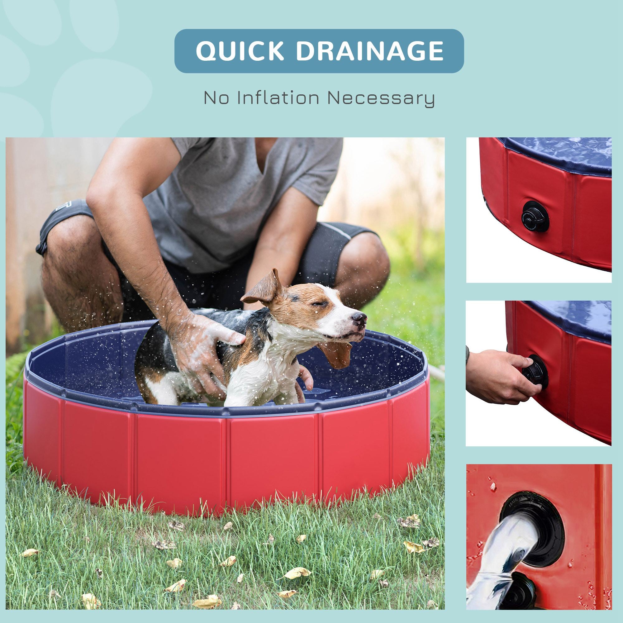 PawHut Foldable Pet Swimming Pool, Portable Dog Bathing Tub, 12" x 63" Plastic Large Dog Pool for Outdoor Dogs and Cats