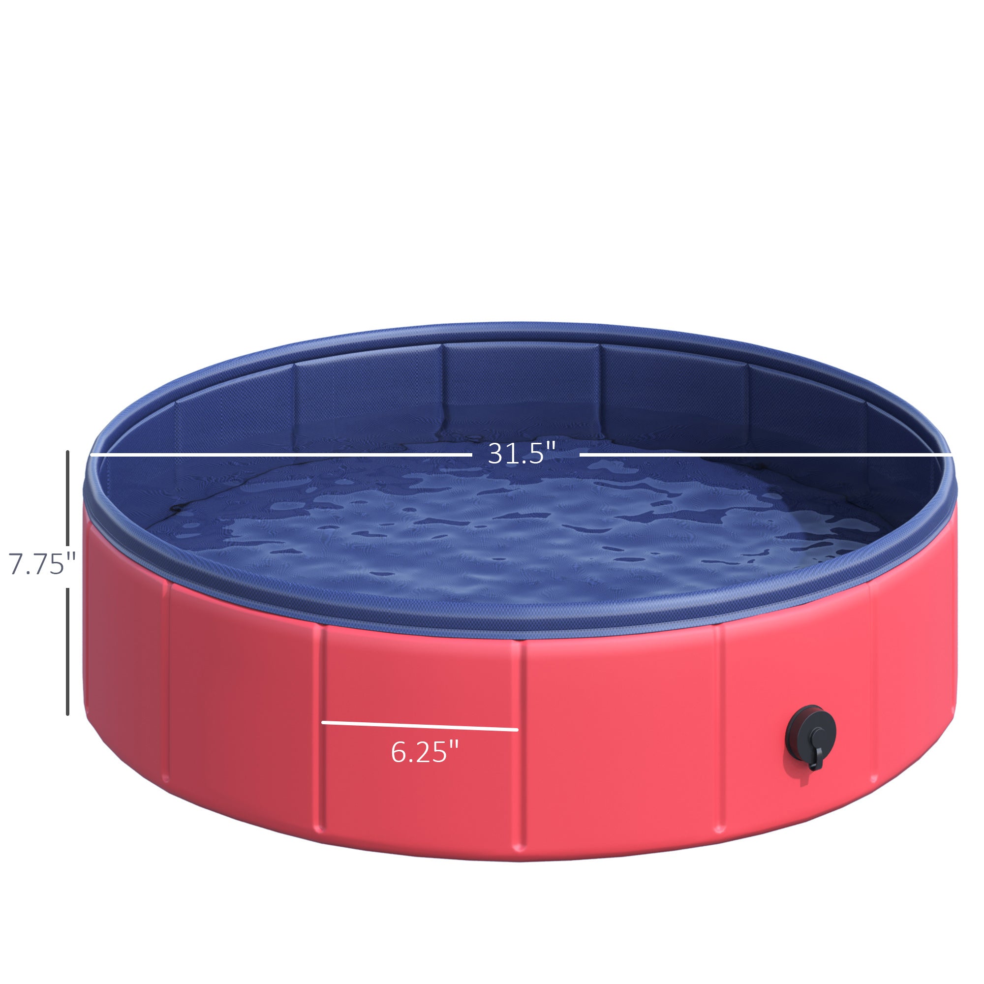 PawHut Folding Dog Pool Portable Pet Kiddie Swimming Pool, Outdoor/Indoor Puppy Bath Tub with Nonslip Bottom for Dogs & Cats,  (Φ32", Red)