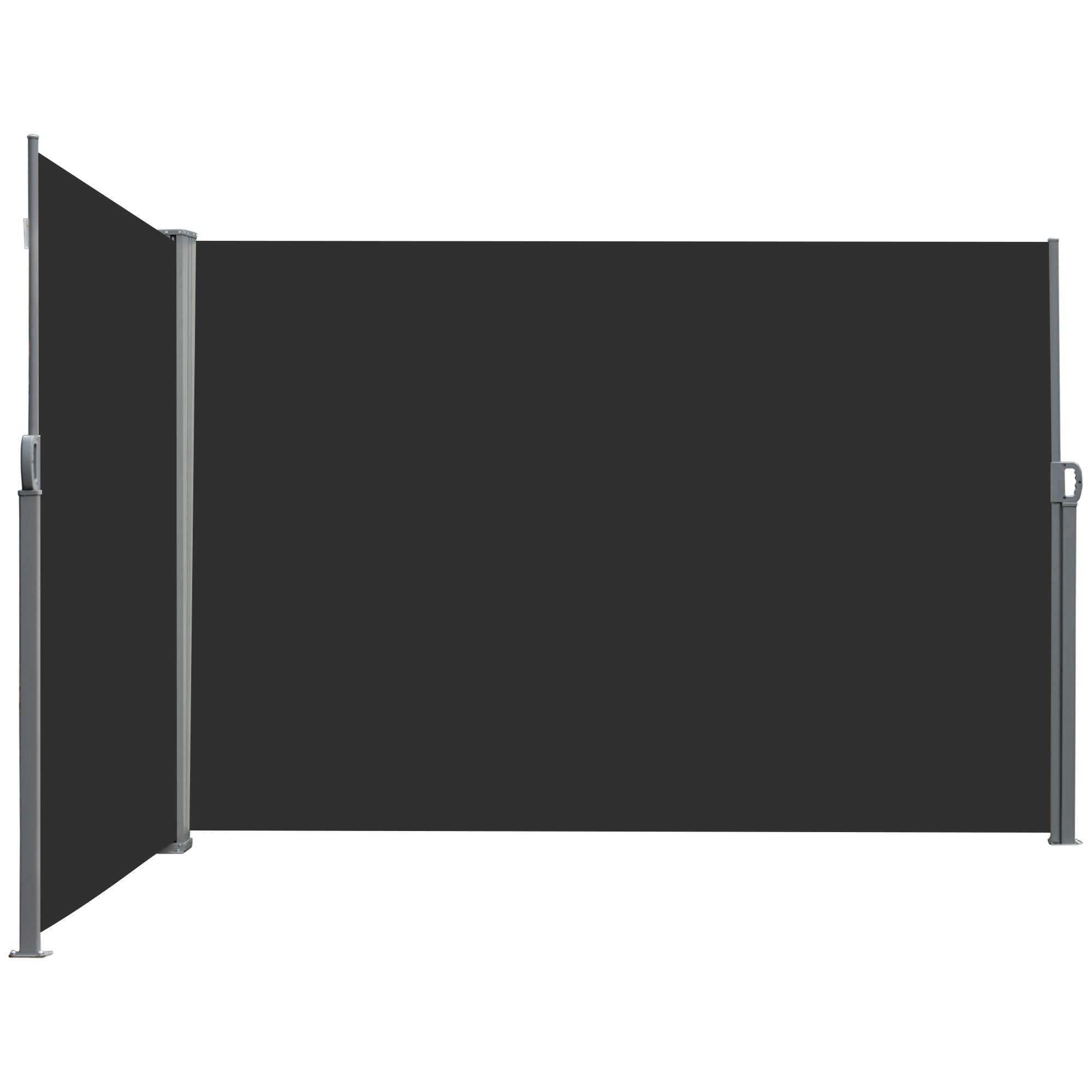 Outsunny Double Retractable Side Awning, 236" x 63" Outdoor Privacy Wall, Patio Screen for Garden, Balcony, Backyard, Black