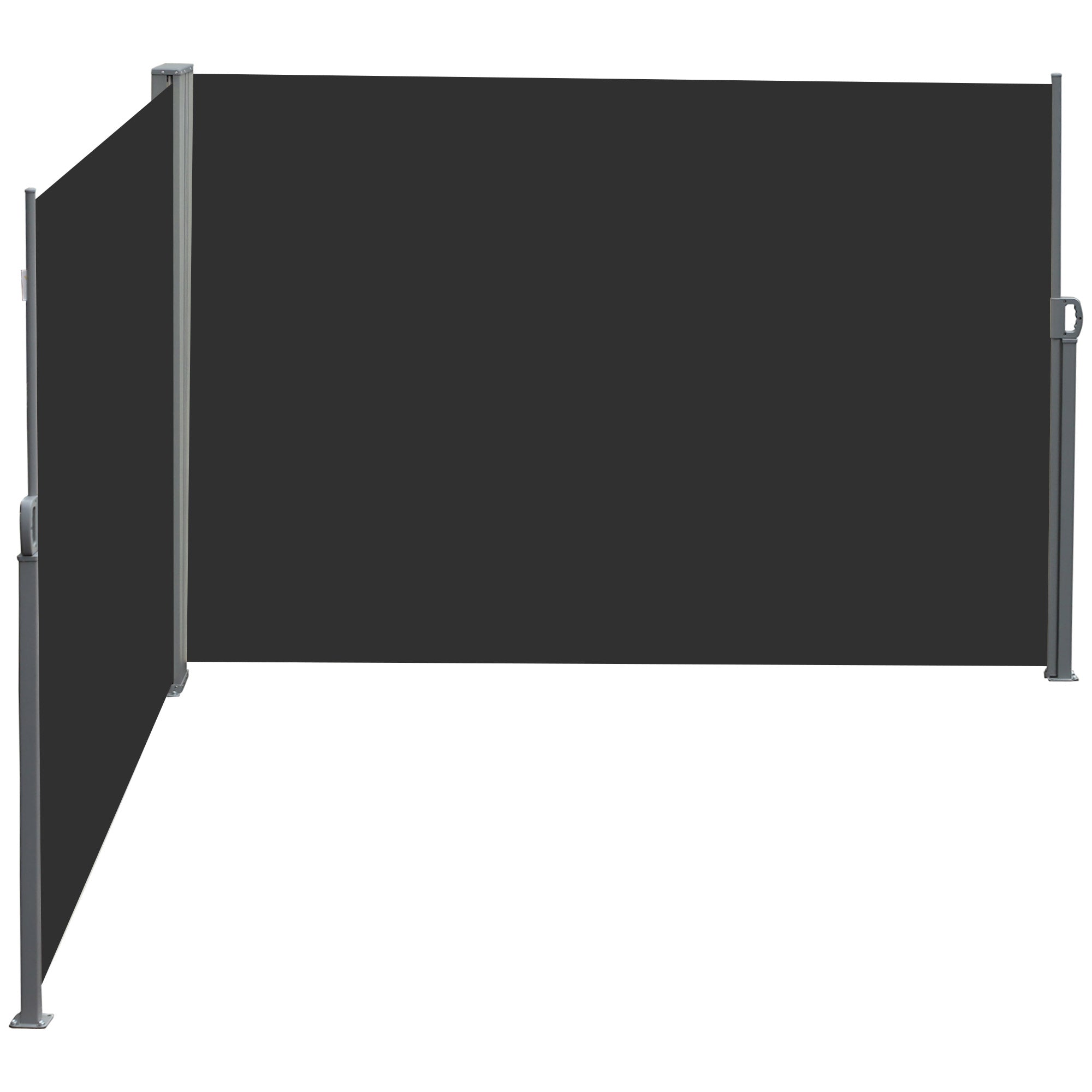 Outsunny Double Retractable Side Awning, 236" x 63" Outdoor Privacy Wall, Patio Screen for Garden, Balcony, Backyard, Black