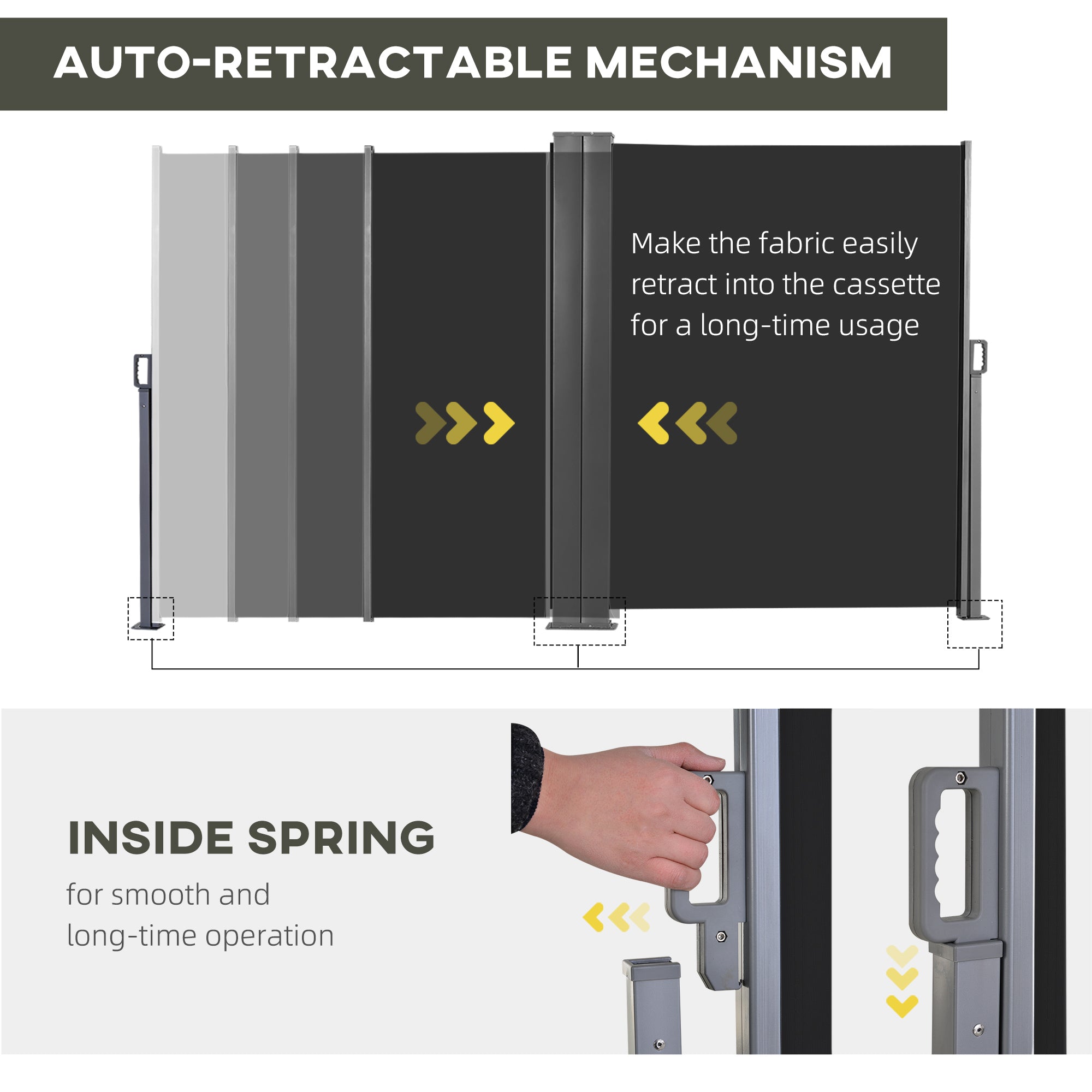 Outsunny Double Retractable Side Awning, 236" x 63" Outdoor Privacy Wall, Patio Screen for Garden, Balcony, Backyard, Black