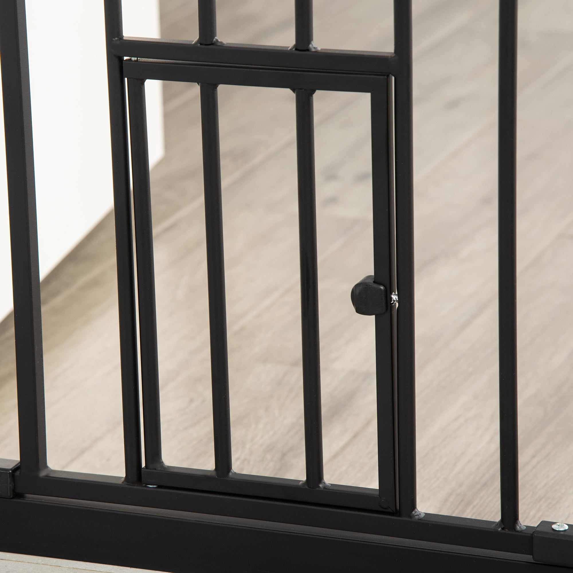 PawHut 41"H Dog Gate with Cat Door, Pet Gate with Small Door, Easy Open Indoor Dog Gates for Doorways, House, Stair, 29"-40" Long, Black