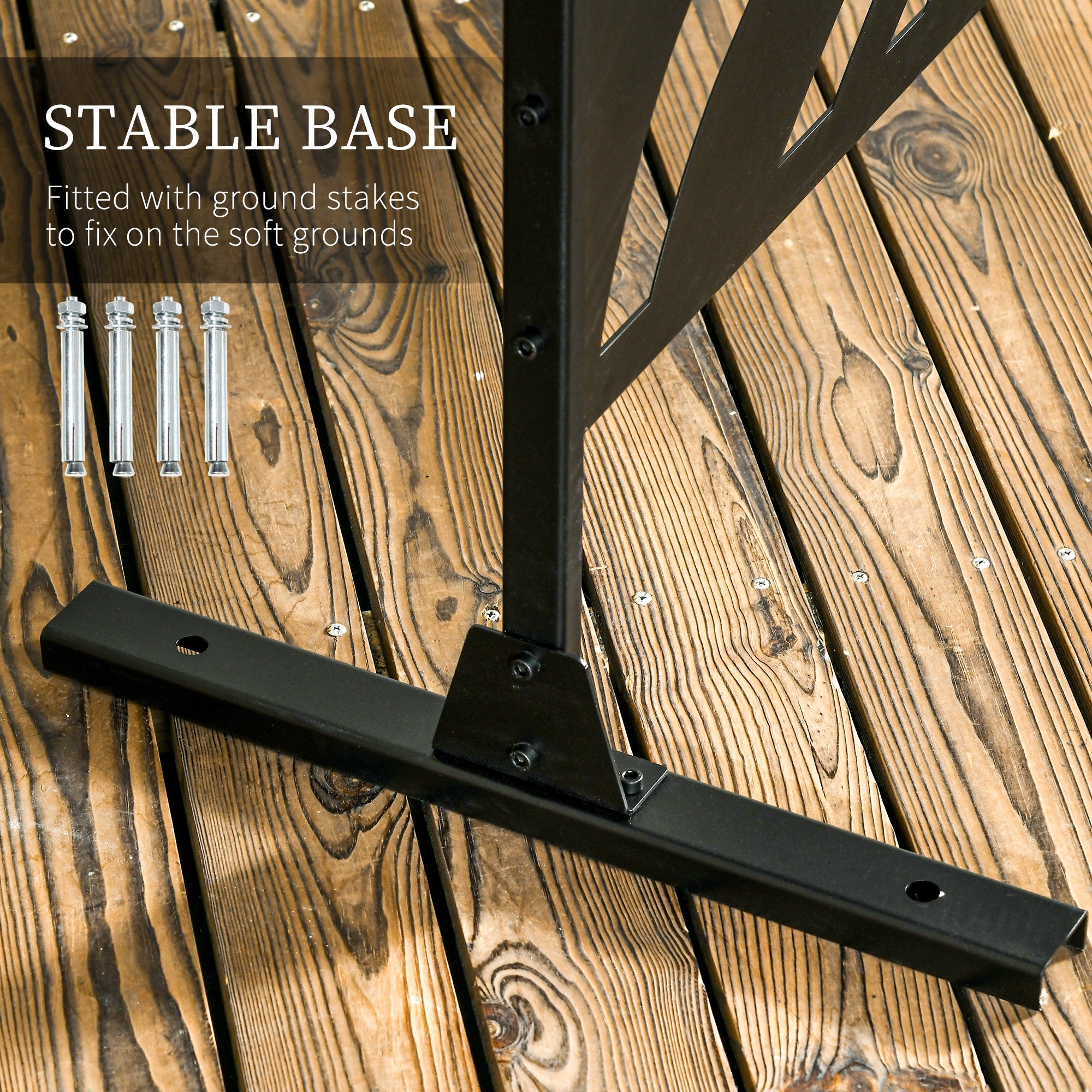 Outsunny Metal Outdoor Privacy Screen, Decorative Outdoor Divider with Stand and Expansion Screws, Freestanding Privacy Panel for Garden Backyard Deck Pool Hot Tub, Leaf Style