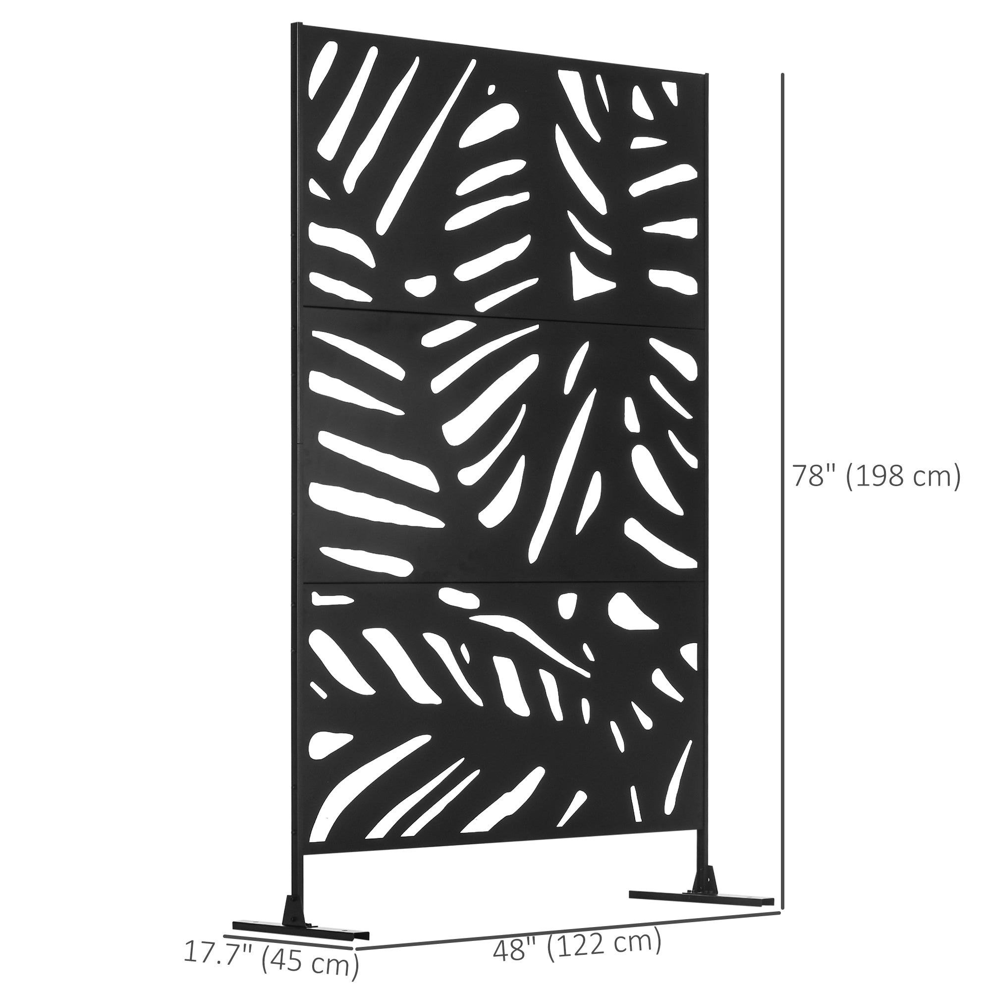Outsunny Metal Outdoor Privacy Screen, Decorative Outdoor Divider with Stand and Expansion Screws, Freestanding Privacy Panel for Garden Backyard Deck Pool Hot Tub, Leaf Style
