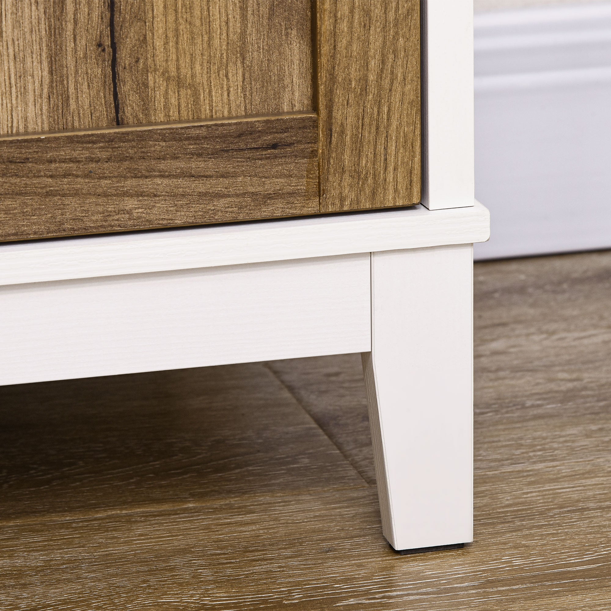 HOMCOM Farmhouse Storage Cabinet, Sideboard Kitchen Cupboard with Drawer, Double Doors and Shelves, Distressed Wood Grain