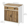 HOMCOM Farmhouse Storage Cabinet, Sideboard Kitchen Cupboard with Drawer, Double Doors and Shelves, Distressed Wood Grain