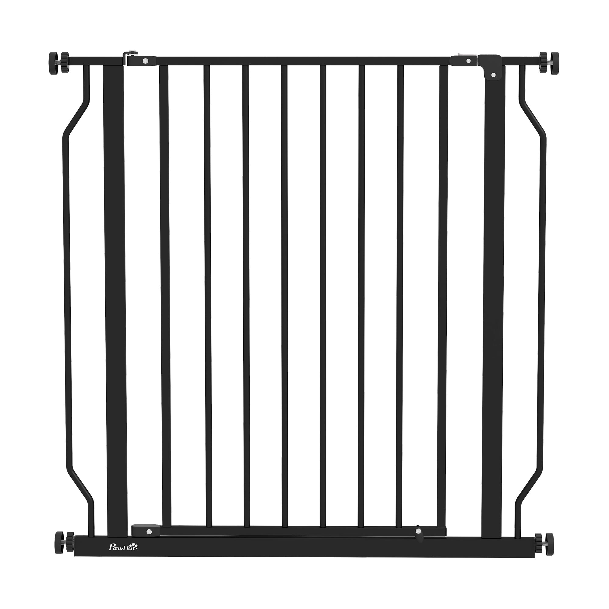PawHut 30"- 34" Extra Wide Dog Gate with Door, Double Locking System, Easy Install Pet Gate for Stairs, Hallways, and Doorways, Black
