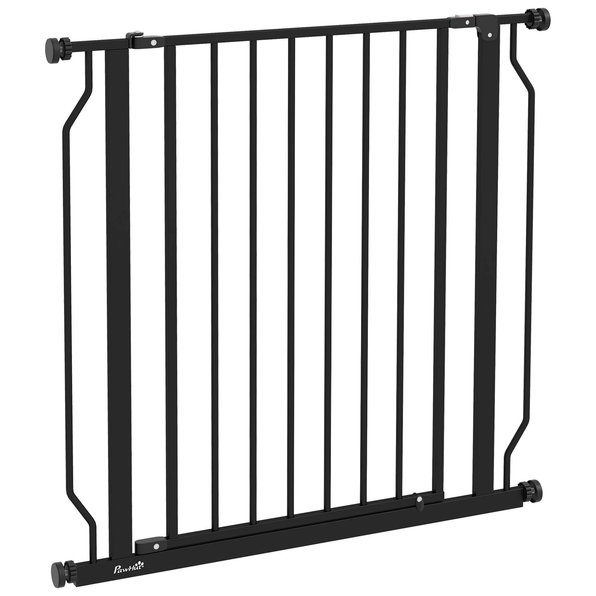 PawHut 30"- 34" Extra Wide Dog Gate with Door, Double Locking System, Easy Install Pet Gate for Stairs, Hallways, and Doorways, Black