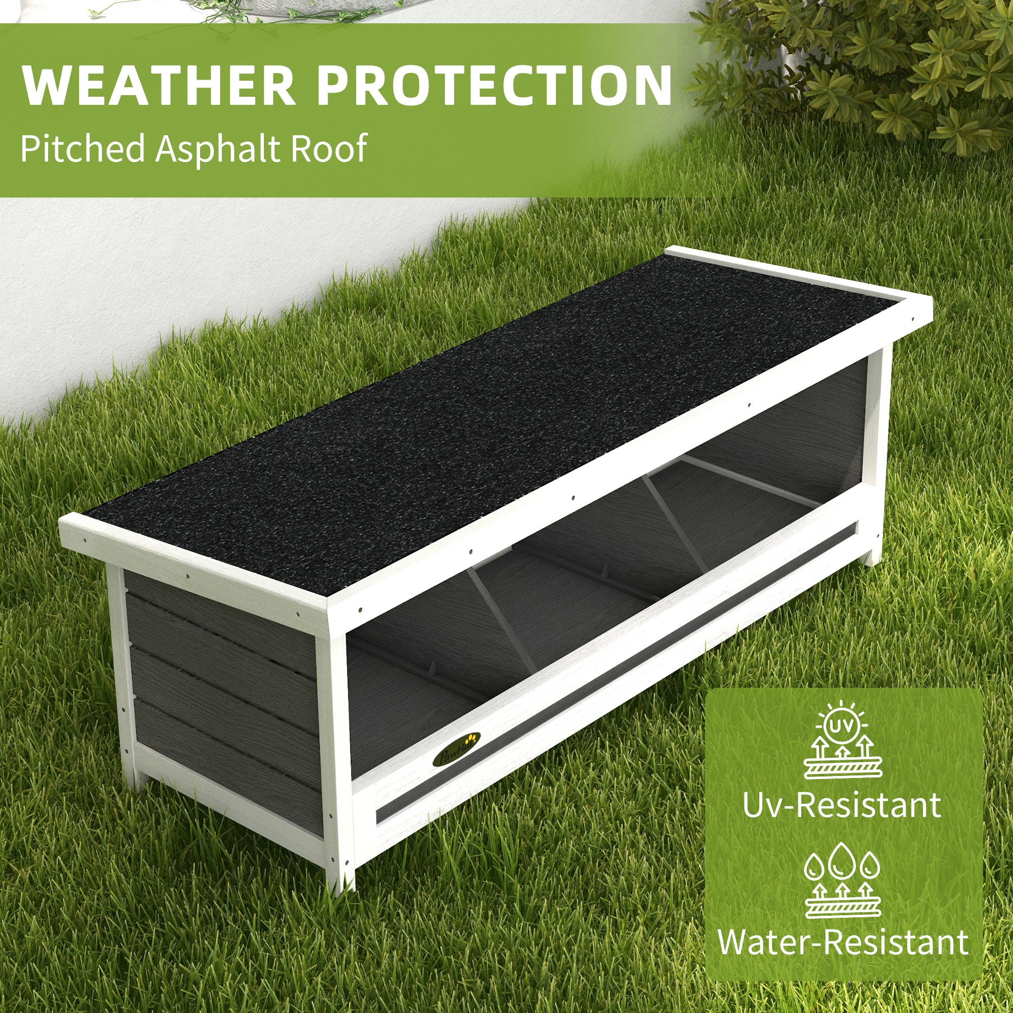 PawHut Wood Nesting Boxes for Chickens, Laying Nest Box, Chicken Coop Accessories with Asphalt Roof, Easy to Assemble, Fits Up to 3 Chickens, Grey