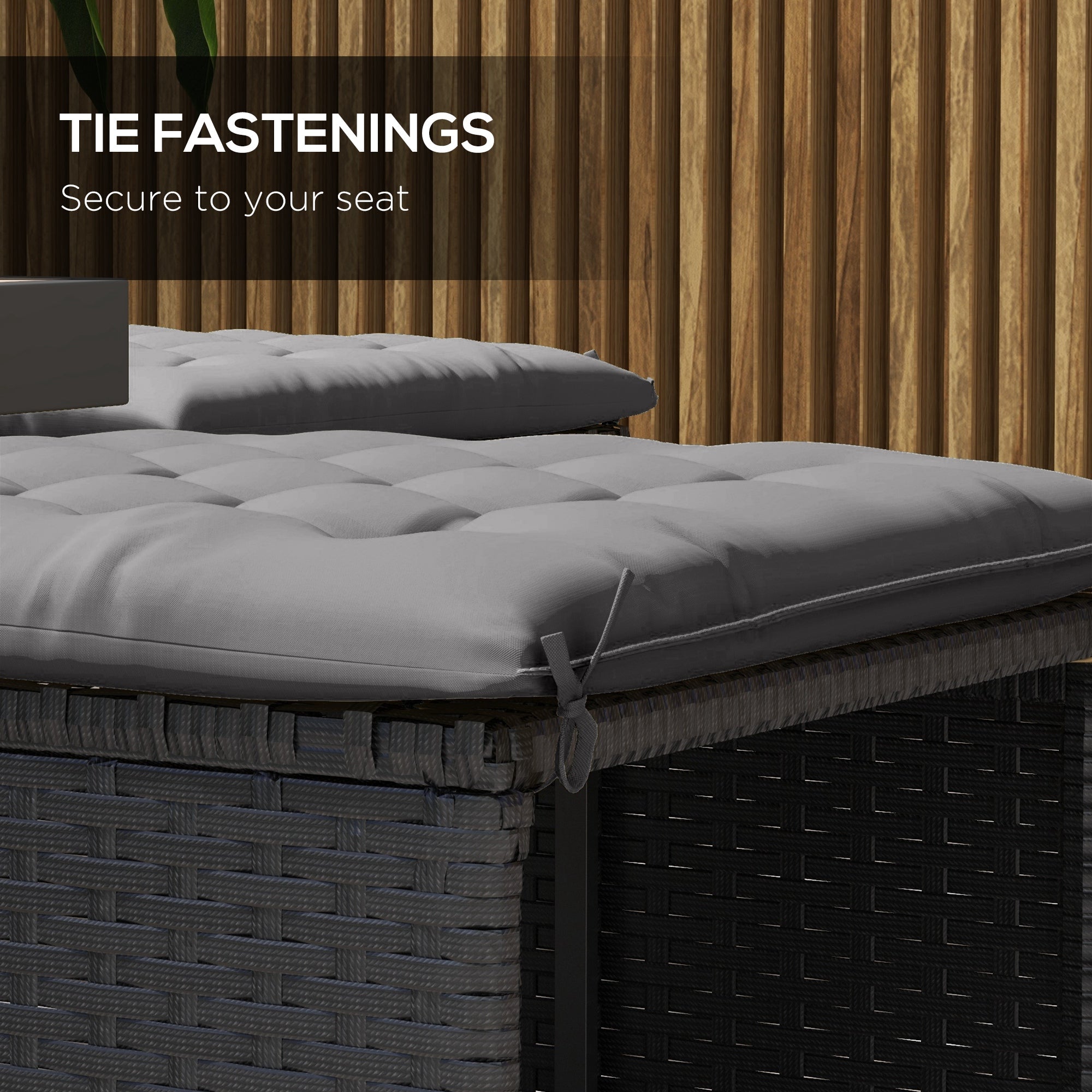 Outsunny 6-Piece Patio Chair Cushions Pillows, Button Tufted Seat Replacement Patio Cushions Set with Ties for Indoor Outdoor Garden Furniture, Charcoal Grey