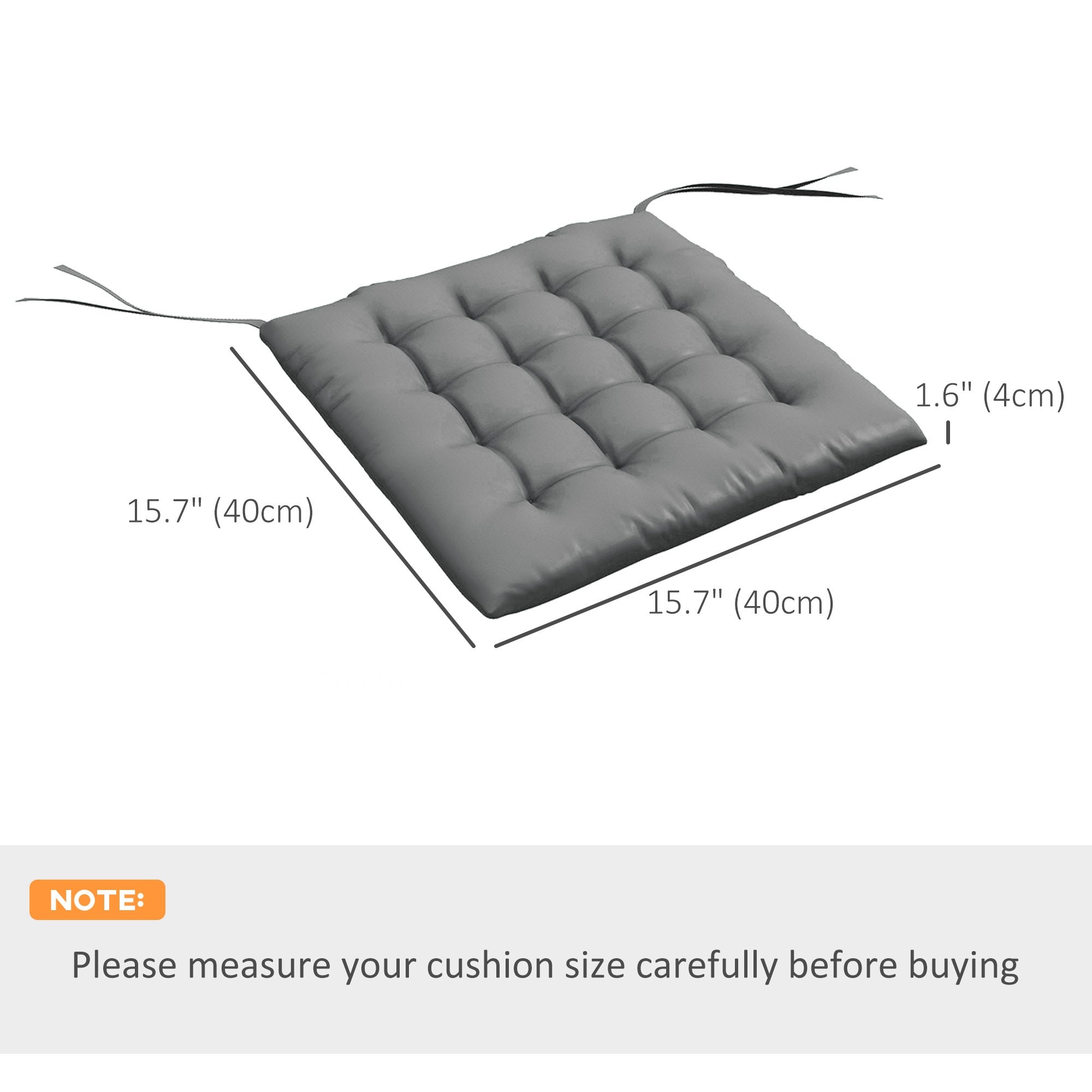 Outsunny 6-Piece Patio Chair Cushions Pillows, Button Tufted Seat Replacement Patio Cushions Set with Ties for Indoor Outdoor Garden Furniture, Charcoal Grey