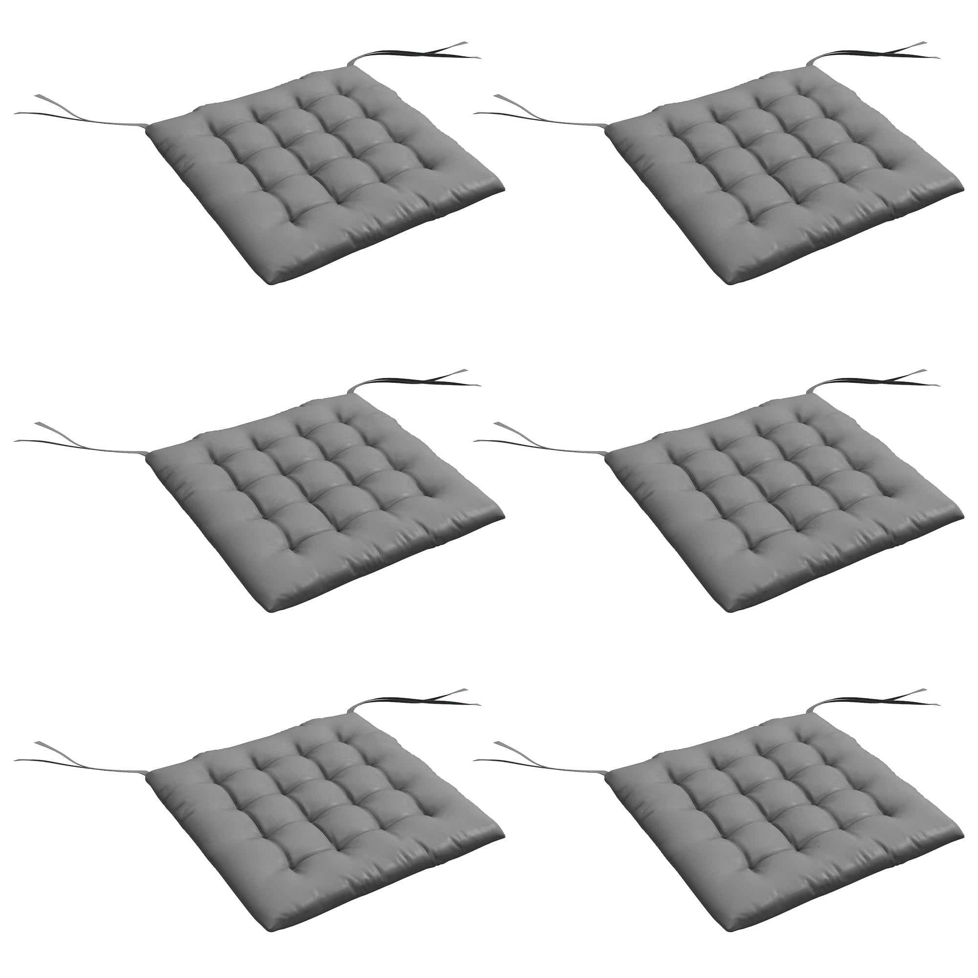 Outsunny 6-Piece Patio Chair Cushions Pillows, Button Tufted Seat Replacement Patio Cushions Set with Ties for Indoor Outdoor Garden Furniture, Charcoal Grey