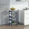 HOMCOM Bar Cart, 5-Tier Kitchen Cart with Removable Serving Tray, Rolling Coffee Cart on Wheels with Drawer and Wire Basket for Dining Room, Living Room (Grey)