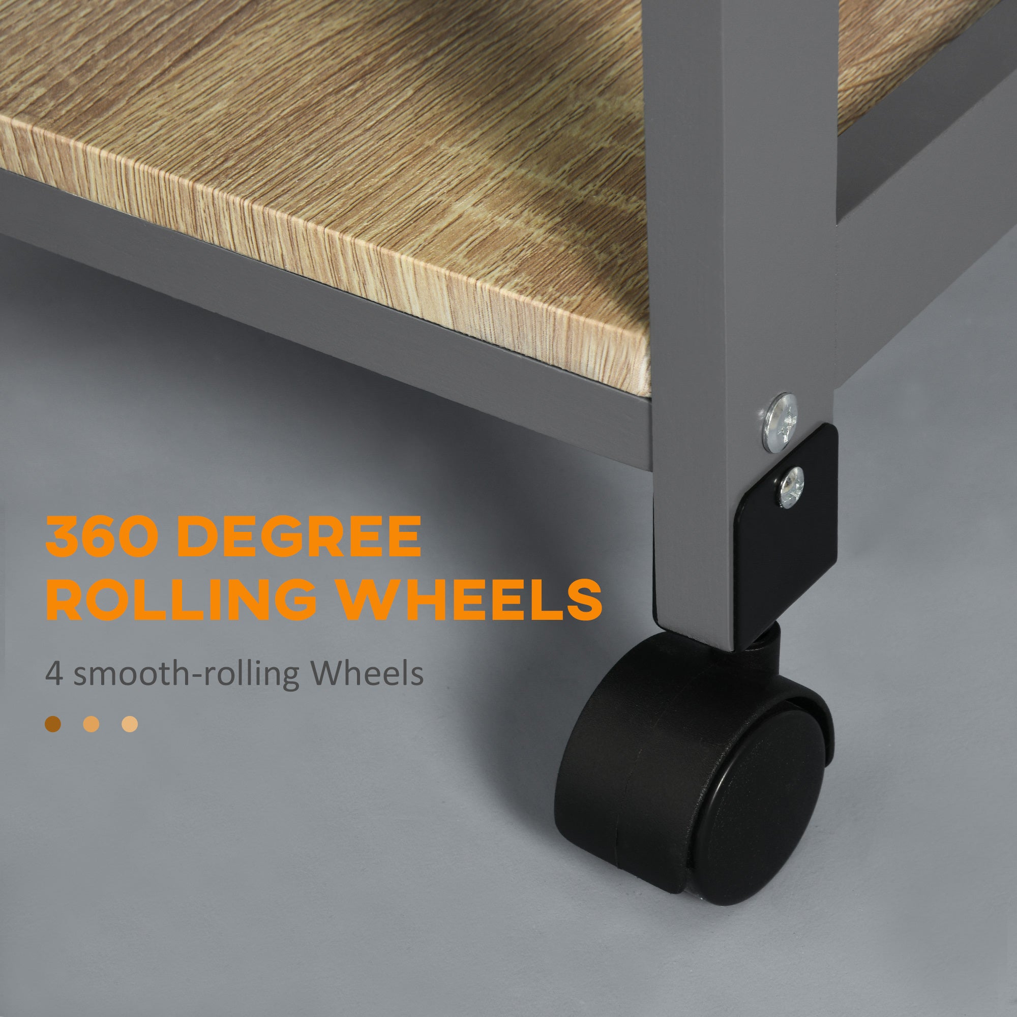 HOMCOM Bar Cart, 5-Tier Kitchen Cart with Removable Serving Tray, Rolling Coffee Cart on Wheels with Drawer and Wire Basket for Dining Room, Living Room (Grey)