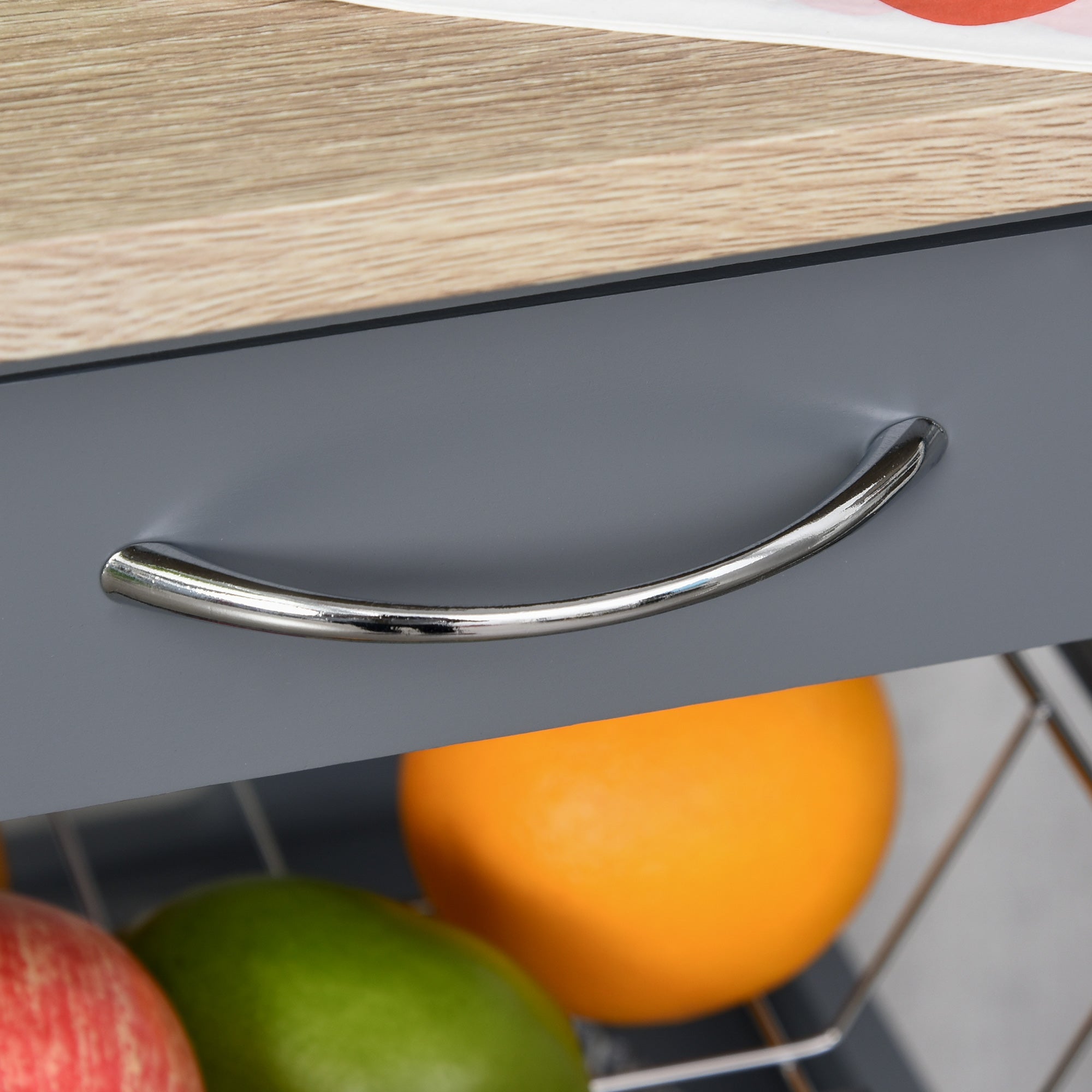 HOMCOM Bar Cart, 5-Tier Kitchen Cart with Removable Serving Tray, Rolling Coffee Cart on Wheels with Drawer and Wire Basket for Dining Room, Living Room (Grey)