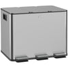 HOMCOM Triple Kitchen Garbage Bin, 3 x 5 Gallon (3 x 20 L) Trash Can with Foot Pedal, Soft-Close Garbage Can with Removable Inner Buckets, Fingerprint-Proof for Kitchen, Silver