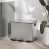 HOMCOM Triple Kitchen Garbage Bin, 3 x 5 Gallon (3 x 20 L) Trash Can with Foot Pedal, Soft-Close Garbage Can with Removable Inner Buckets, Fingerprint-Proof for Kitchen, Silver
