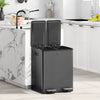 HOMCOM Dual Kitchen Garbage Bin, 2 x 5 Gallon (2 x 20 L) Trash Can with Foot Pedal, Soft-Close Garbage Can with Removable Inner Buckets, Fingerprint-Proof for Kitchen, Matte Black