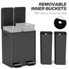 HOMCOM Dual Kitchen Garbage Bin, 2 x 5 Gallon (2 x 20 L) Trash Can with Foot Pedal, Soft-Close Garbage Can with Removable Inner Buckets, Fingerprint-Proof for Kitchen, Matte Black