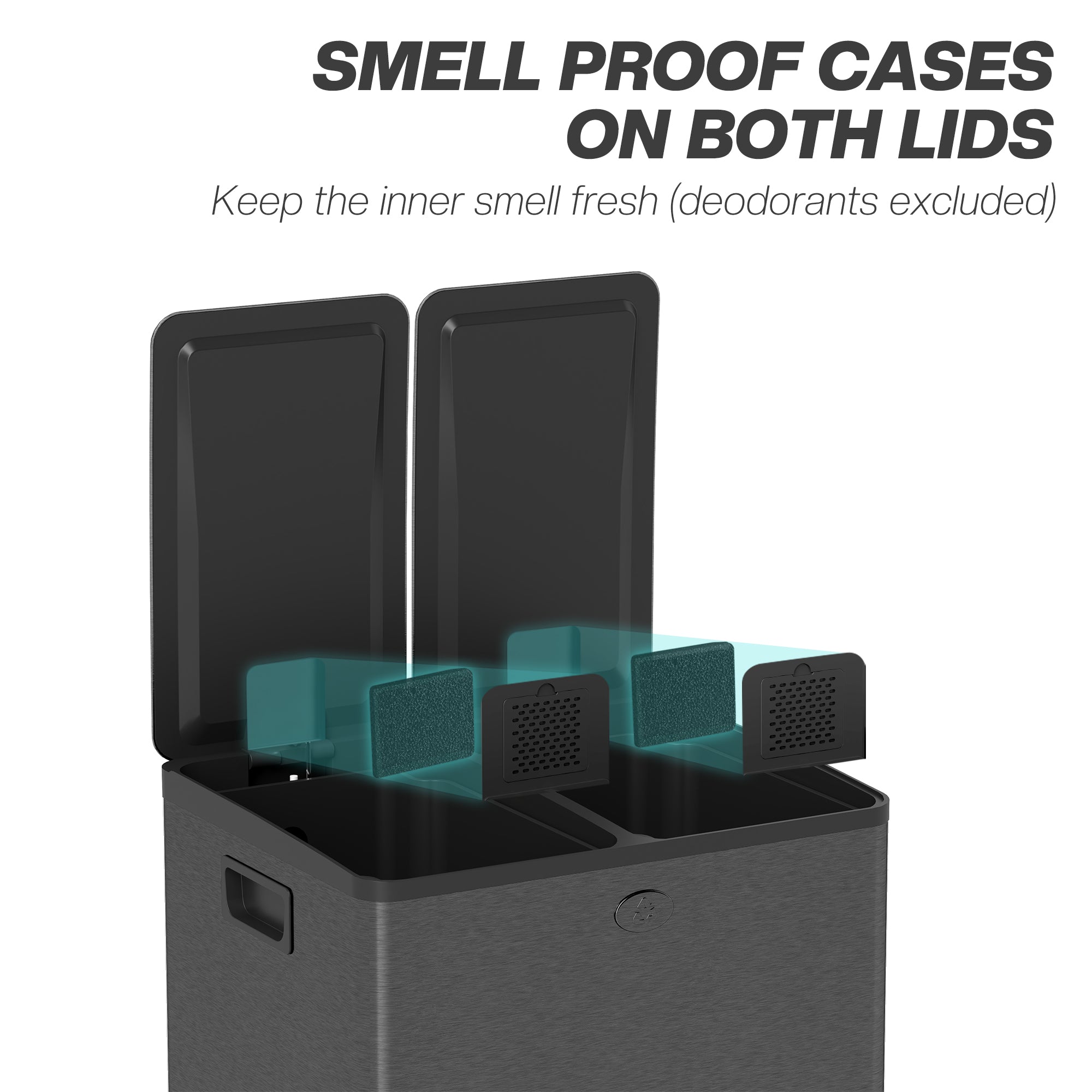 HOMCOM Dual Kitchen Garbage Bin, 2 x 5 Gallon (2 x 20 L) Trash Can with Foot Pedal, Soft-Close Garbage Can with Removable Inner Buckets, Fingerprint-Proof for Kitchen, Matte Black