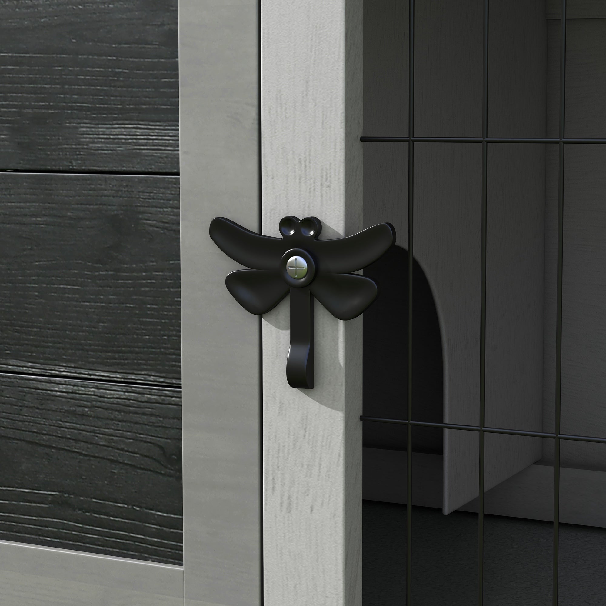 PawHut Wooden Rabbit Hutch Bunny Small Animal House with Openable Asphalt Roof, Slide-out Tray, Indoor/Outdoor, Grey