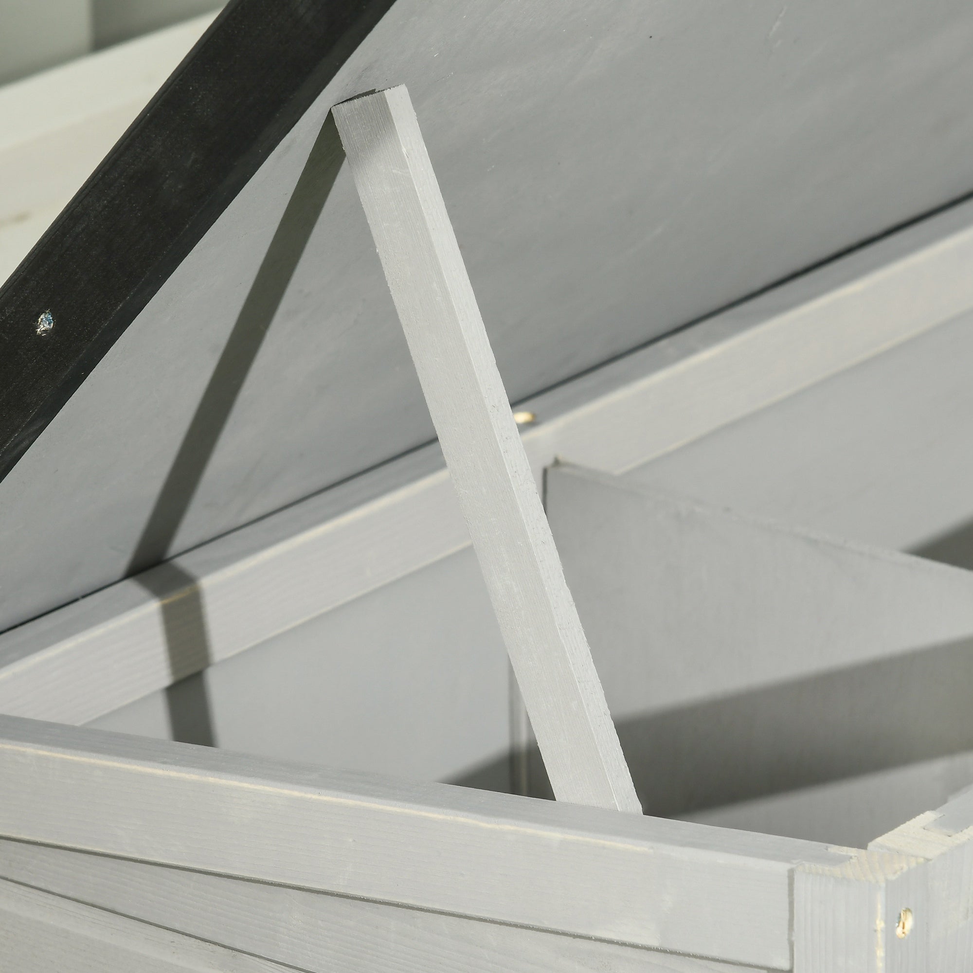 PawHut Wooden Rabbit Hutch Bunny Small Animal House with Openable Asphalt Roof, Slide-out Tray, Indoor/Outdoor, Grey