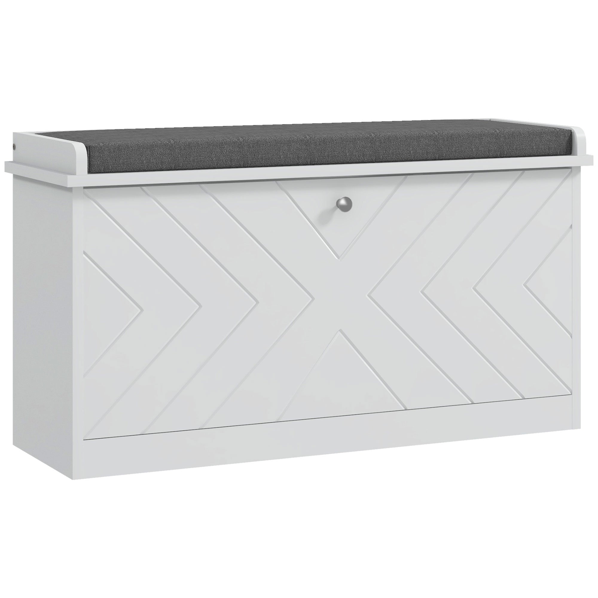 HOMCOM Shoe Bench, Entryway Bench with Flip Drawer, Seating Cushion and Adjustable Shelf for 4-8 Pairs of Shoes for Hallway, White