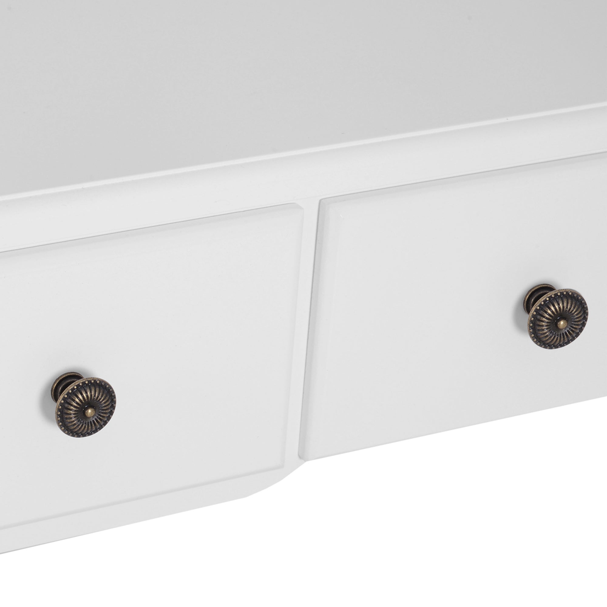 HOMCOM Wooden Vanity Table Set, Makeup Dressing Table with 360° Rotating, 5 Drawers and Padded Stool, White