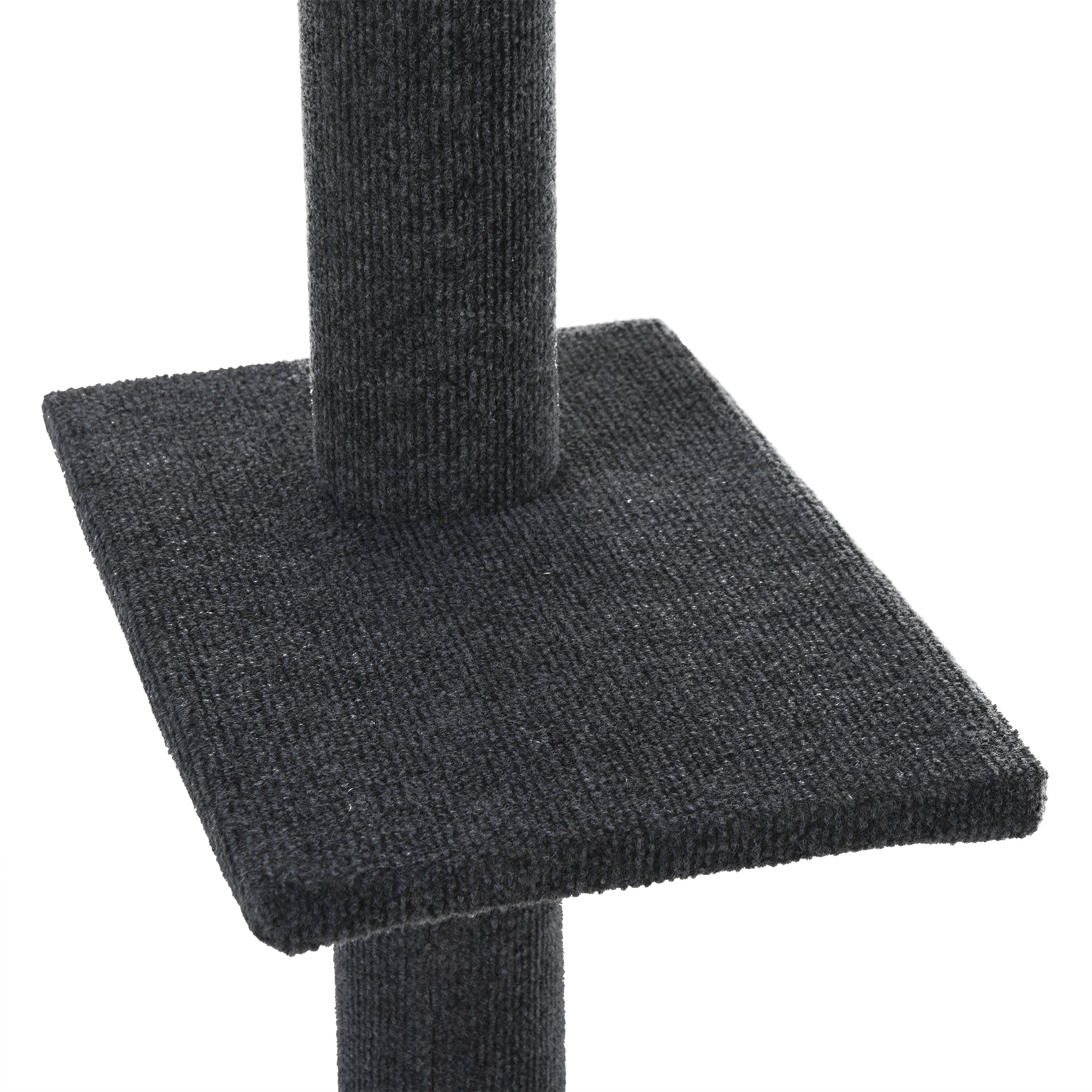 PawHut 260cm Floor To Ceiling Cat Tree for Indoor Cats w/ 3 Perches Flannel Upholstery Kitten Pet Rest Sleep Activity Tower Home Furniture Grey