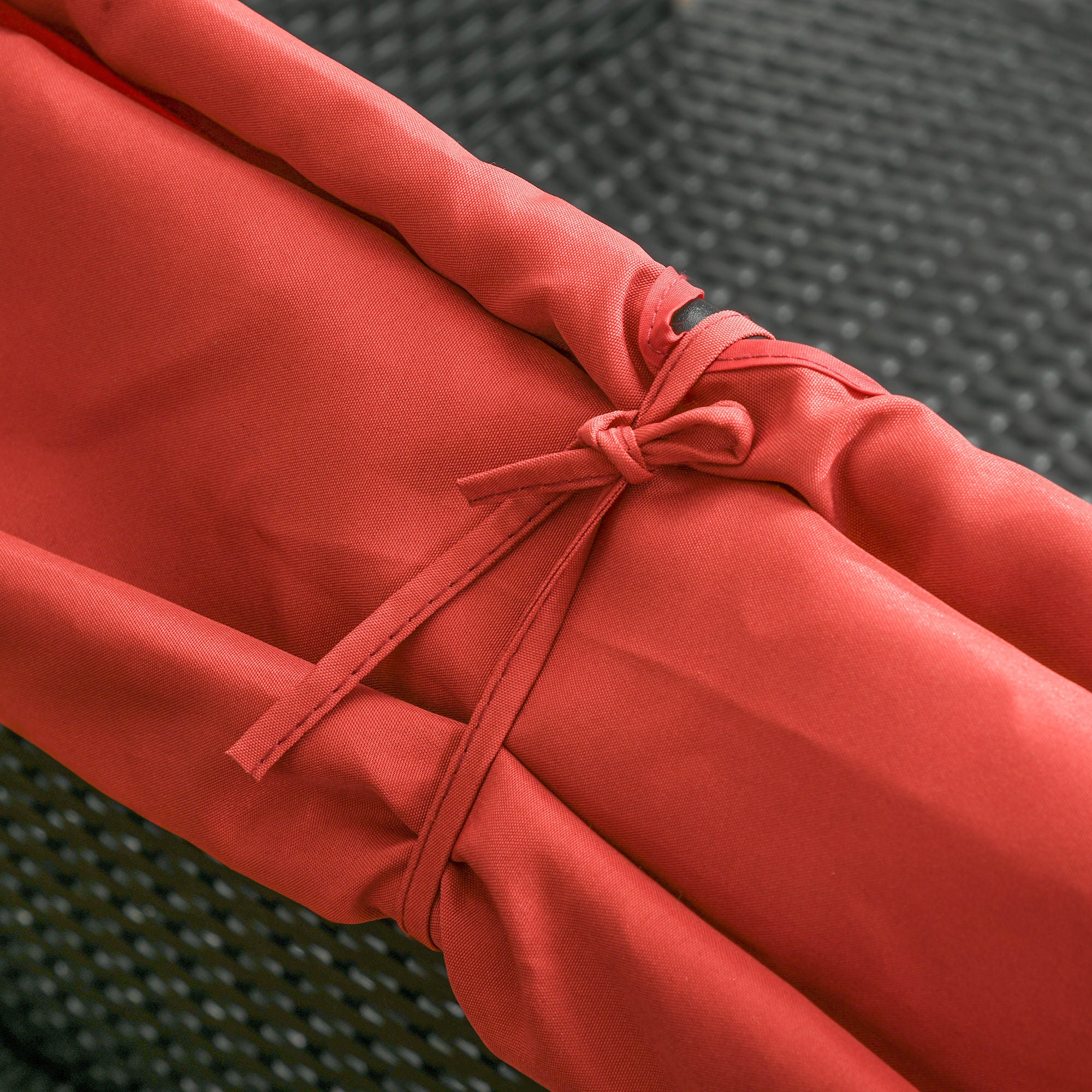 Outsunny Patio Daybed, Outdoor Wicker Double Daybed, PE Rattan Sun Lounger for 2-Person with Cushions, and Foldable Awning, for Garden, Balcony, Poolside, Red