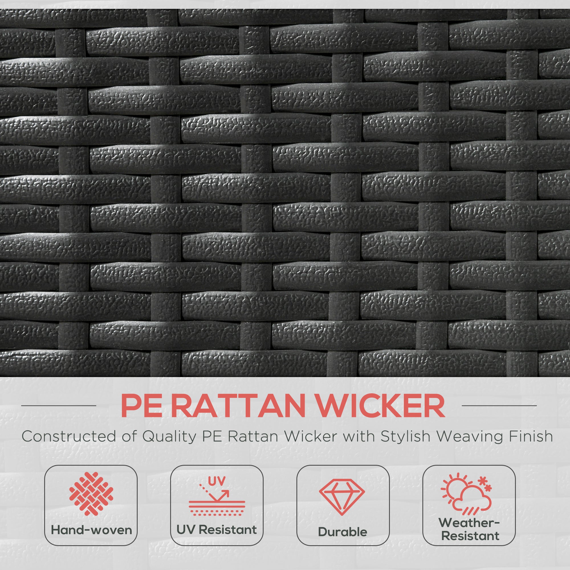 Outsunny Patio Daybed, Outdoor Wicker Double Daybed, PE Rattan Sun Lounger for 2-Person with Cushions, and Foldable Awning, for Garden, Balcony, Poolside, Red