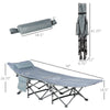Outsunny Folding Camping Cot for Adults with Mattress & Pillow, Double Layer Oxford Heavy Duty Sleeping Cot with Carry Bag, Portable Travel Camp Cots for Indoor Outdoor, Dark Grey