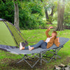 Outsunny Folding Camping Cot for Adults with Mattress & Pillow, Double Layer Oxford Heavy Duty Sleeping Cot with Carry Bag, Portable Travel Camp Cots for Indoor Outdoor, Dark Grey